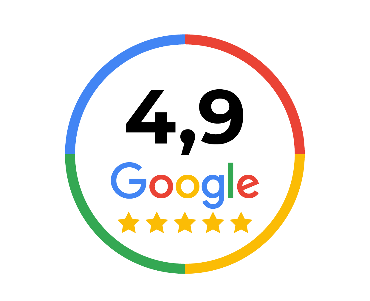 Google rating 4.9 stars